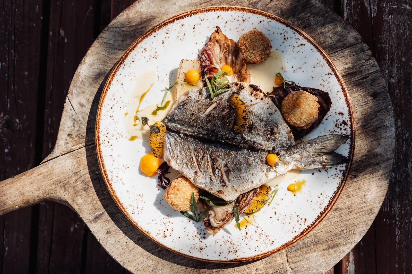 Pan-fried sea bream at The Bull